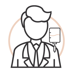 A black line art icon representing group services.